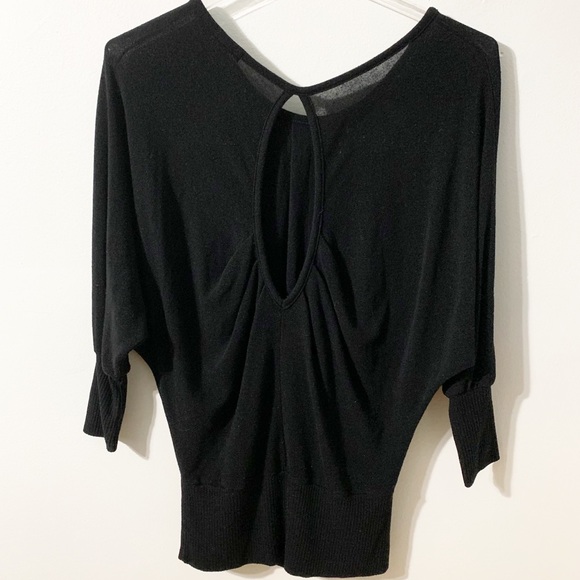 Ya Los Angeles Scoop Neck Sweater Keyhole Back Gathered Front Bat Wing Sleeve 🖤 - Picture 4 of 11